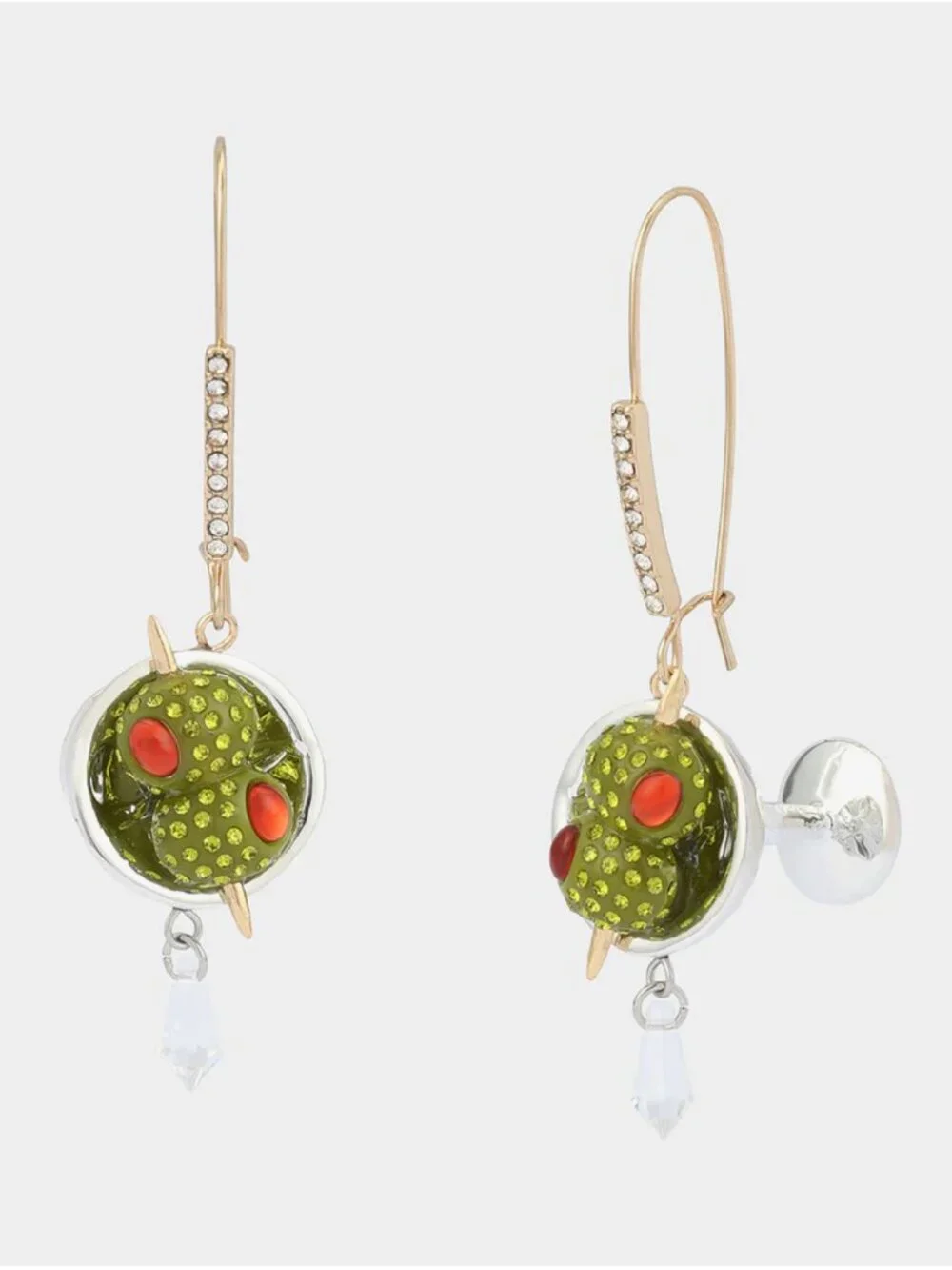 NWT Betsey Johnson Martini Silver and Green Earrings